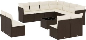 vidaXL Set canapele de grădină cu perne, 12 piese, maro, poliratan