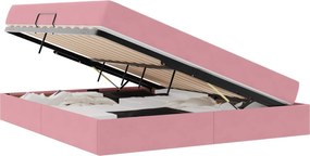 vidaXL Pat cu saltea și spațiu de depozitare Roz 160 x 200 cm Catifea