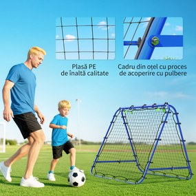HOMCOM Poartă de Fotbal Pliabilă din PE și Metal, cu Unghi Ajustabil, Ideală pentru Antrenament, 100x95x90cm, Albastru | Aosom Romania