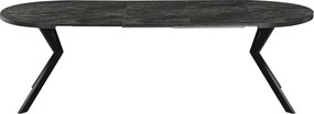 Masă de sufragerie extensibilă, beton închis/negru, 100-250x75,5 cm, LUKOS