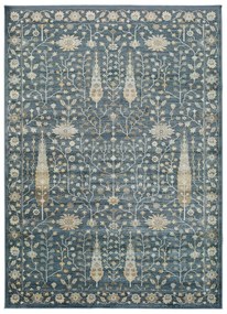 Covor din viscoză Universal Vintage Flowers, 160 x 230 cm, albastru