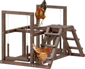 PawHut Suport pentru găini, bârne, rampe, leagăne, pentru 2-3 găini, lemn, maro | Aosom Romania
