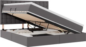 vidaXL Pat cu storage cu saltea Gri 180 x 200 cm Piele artificială