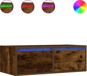vidaXL Comodă TV cu lumini LED, stejar fumuriu,75x35,5x25 cm
