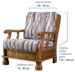 Huse bielastice OCEANO NOU gri-albăstrui fotoliu cu manere de lemn (l. 40 - 70 cm)