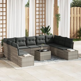 vidaXL Set de canapele pentru grădină 10 pcs Gri deschis Rattan poli