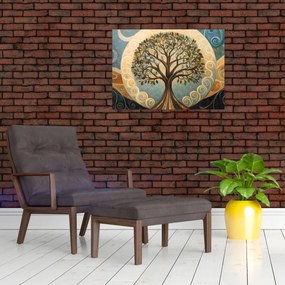 Tablou pe sticlă – Arborele vieții și spirale (70x50 cm)