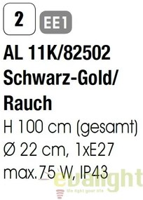 Pendul exterior stil clasic IP43 Puchberg AL 11K/82502 schwarz-gold/rauch OR