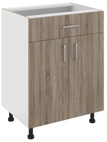 Corp Baza Karo, 1 Sertar, 2 Usi, Stejar Sonoma Inchis/Alb, 60 x 50 x 80 cm