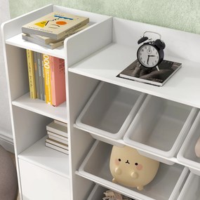 AIYAPLAY Dulap pentru jucării pentru copii cu 8 recipiente detașabile și dulapuri, 140x30x90 cm, alb | Aosom Romania