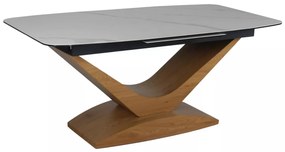 Masa extensibila Dolce Ceramic alba Statuario Venato/stejar L180-240xl95 cm