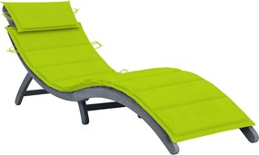 vidaXL Șezlong de grădină cu pernă gri, lemn masiv de acacia