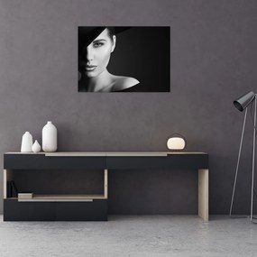 Tablou pe sticlă - Portretul femeii cu pălărie (70x50 cm)
