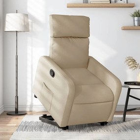 vidaXL Fotoliu rabatabil cu ridicare pe verticală, crem, textil