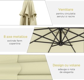 Outsunny Umbrela pentru Gradina Brat Deluxe Inclinabila cu Manivela, Φ3m | Aosom Romania