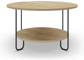 Măsuță de cafea în culoare naturală rotundă cu blat cu aspect de lemn de stejar ø 80 cm Tonka – Marckeric
