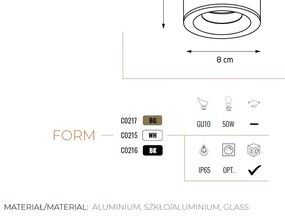 Spot aplicat design minimalist cu protectie IP65 FORM auriu periat