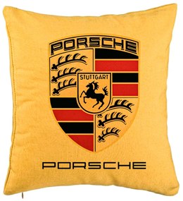 Perna Decorativa, Model Porsche, 40x40 cm, Galben, Husa Detasabila, Burduf