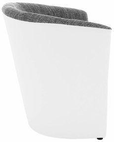 Fotoliu de club, piele eco alb/material gri, CUBA