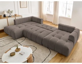 Colțar taupe extensibil/cu spațiu de depozitare (cu colț pe partea stângă/în formă de "U") Fuji – Bobochic Paris