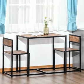 HOMCOM Set masă de bar 3 piese, 2 scaune, 1 masă, 90 cm x 47 cm x 76 cm, maro + negru | Aosom Romania