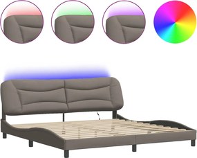 vidaXL Cadru de pat cu LED fără saltea, Hvar, gri taupe, 200x200 cm, textil