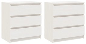 3093548 vidaXL Noptiere, 2 buc., alb, 60x36x64 cm, lemn masiv de pin