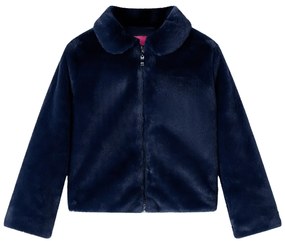 Palton pentru copii din blană artificială, bleumarin, 140