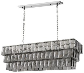 Lustra suspendata design LUX Amazone Rectangular, nickel/ sticla fumurie 115383 HZ