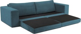 Canapea turcoaz extensibilă cu tapițerie din catifea reiată 250 cm Donatella – Milo Casa