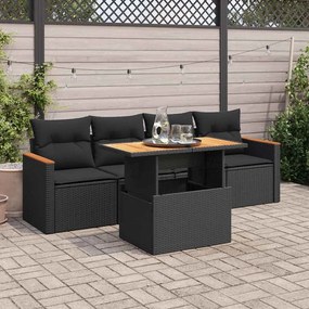 vidaXL Set mobilier de grădină cu perne, 5 piese,poliratan/lemn acacia