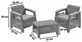 Set de mobilier de grădină Corfu Weekend, culoare cappuccino, cu pernă nisip