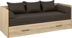 Pat TETRIX 80/160x200, stejar sonoma/maro, PAL/stofa, cu saltea extens