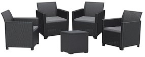 Set de mobilier de grădină Claire V cu 4 locuri și masă Vigo cu depozitare, grafit