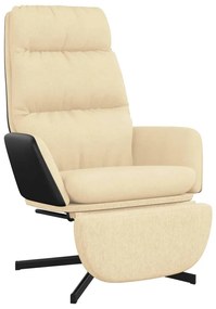 3097558 vidaXL Scaun de relaxare cu taburet, crem, material textil