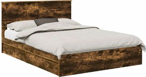 vidaXL Pat cu storage Stejar fumuriu 160 x 200 cm Lemn compozit