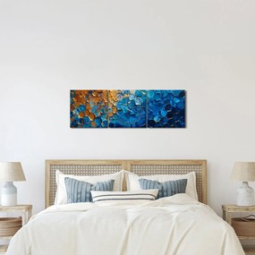 Tablou - Pictura albastru-auriu (cu ceas) (90x30 cm)