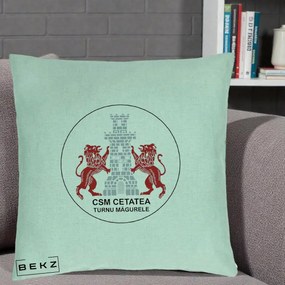Perna Personalizata CSM Cetatea Turnu Magurele Fotbal, 40x40 cm, Verde Menta, Husa Detasabila, Perna Inclusa, BEKZ®