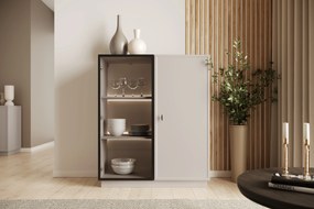 Vitrină pentru living Lorini 100 cm - cașmir / mâner negru T-bar