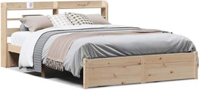 vidaXL Cadru de pat cu tăblie, 150x200 cm lemn masiv pin