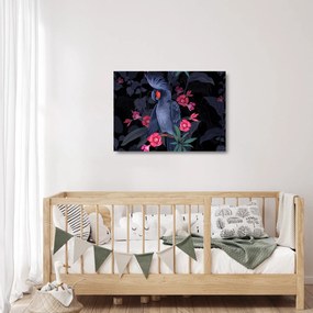 Tablou pe sticlă - Păpădia între flori (70x50 cm)