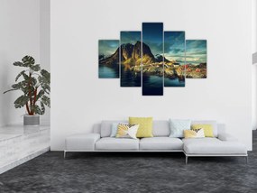 Tablou cu sat de pescari din Norvegia (150x105 cm)