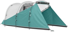 Outsunny Cort de Camping Impermeabil pentru 2-4 Persoane cu Cameră Separată, Cort Tunel cu Geantă de Transport, 460x260x190 cm, Verde | Aosom Romania