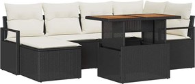 vidaXL Set de canapele pentru grădină 7 pcs Negru Rattan poli