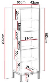 Vitrină Madrealla 200 (Alb + lucios Alb + auriu) . 1106296