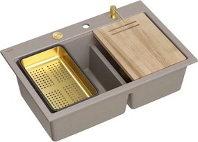 Statie de lucru incastrata Quadron Unique Marc 120 bej soft taupe - auriu 76x50 cm