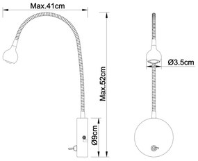 Globo 24109W - Lampă flexibilă LED SERPENT 1xLED/3W/230V