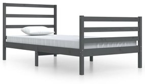 3104998 vidaXL Cadru de pat, gri, 100x200 cm, lemn masiv de pin