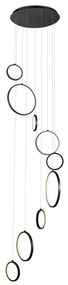 Lampă suspendată de design neagră cu 9 lumini, incluzând LED cu dimmer în 3 trepte - Vide Anella