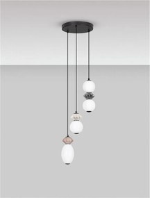 Lustra LED suspendata decorativa ceramica mocha, gri, alb, PALLINA 3L